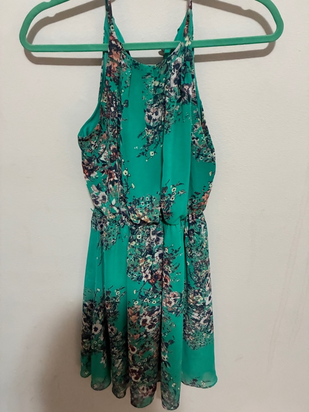 Iz Byer Teal Floral Print Sleeveless Dress
